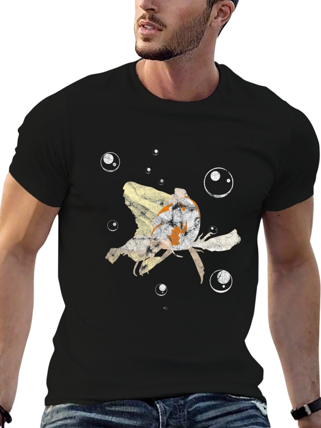 Koi Fish Bubble T-Shirt - Black