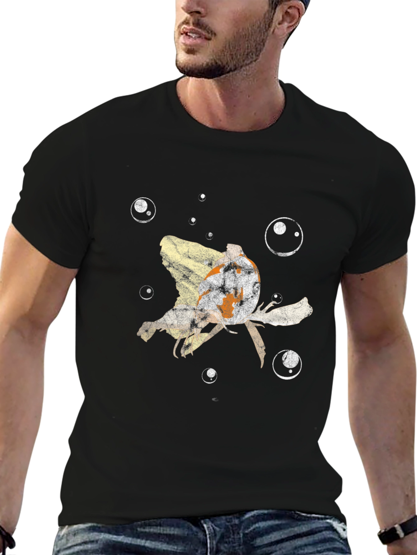 Koi Fish Bubble T-Shirt - Black