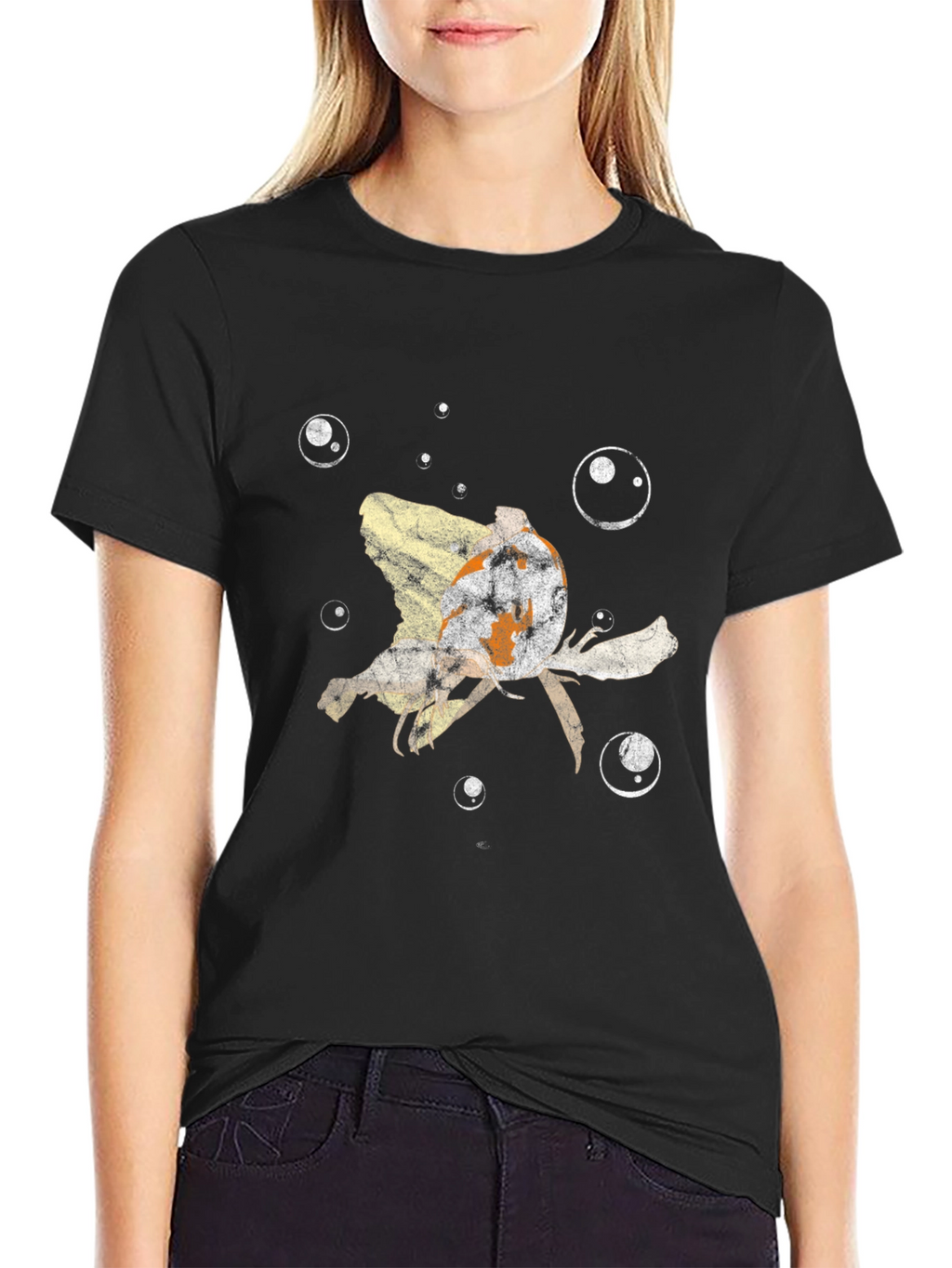 Koi Fish Bubble T-Shirt - Black