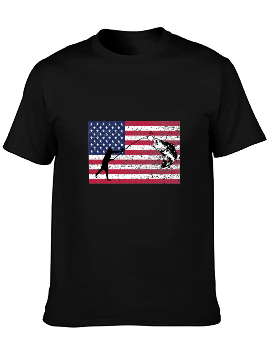 Fishing USA Flag Graphic T-Shirt