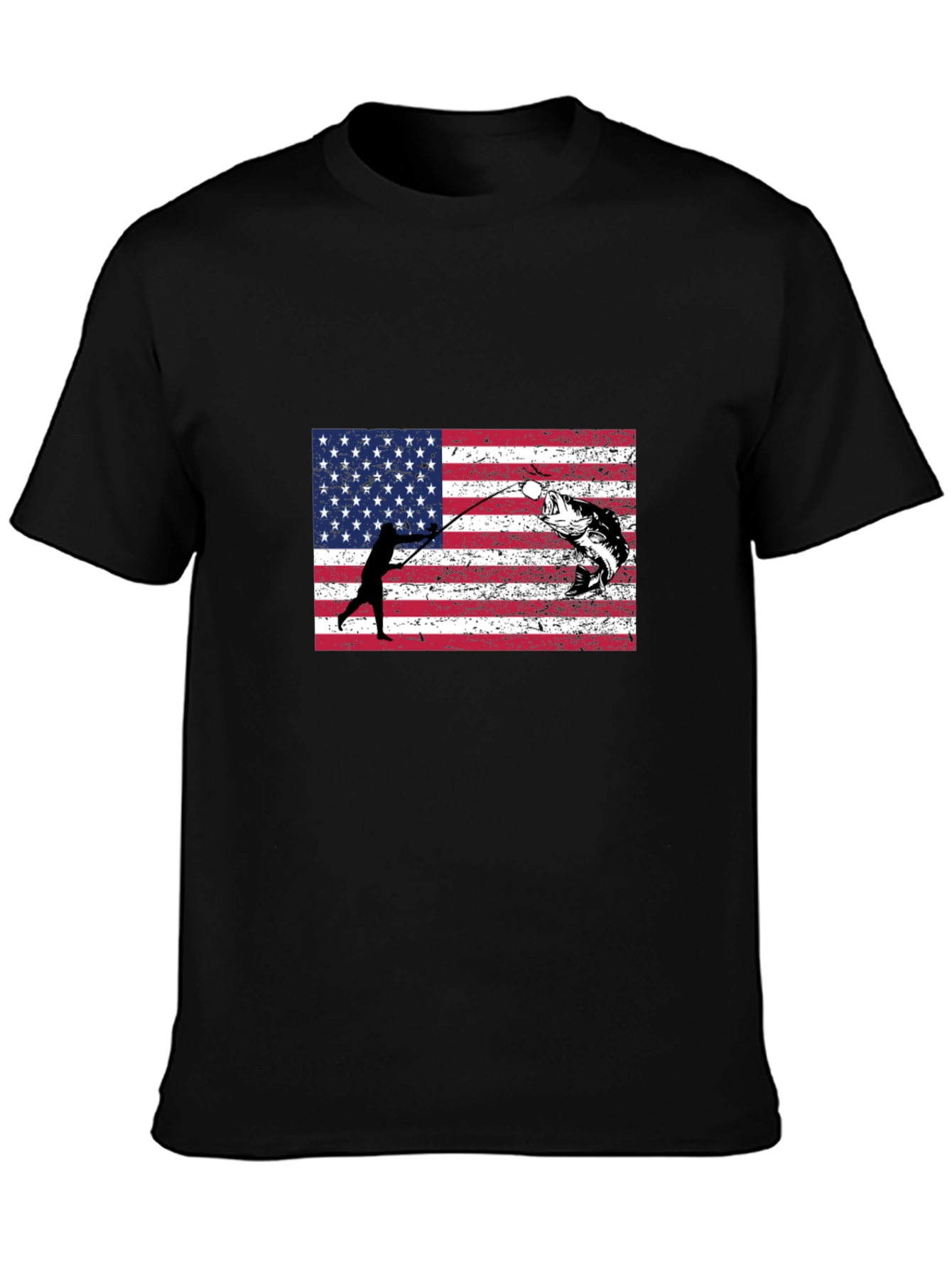 Fishing USA Flag Graphic T-Shirt