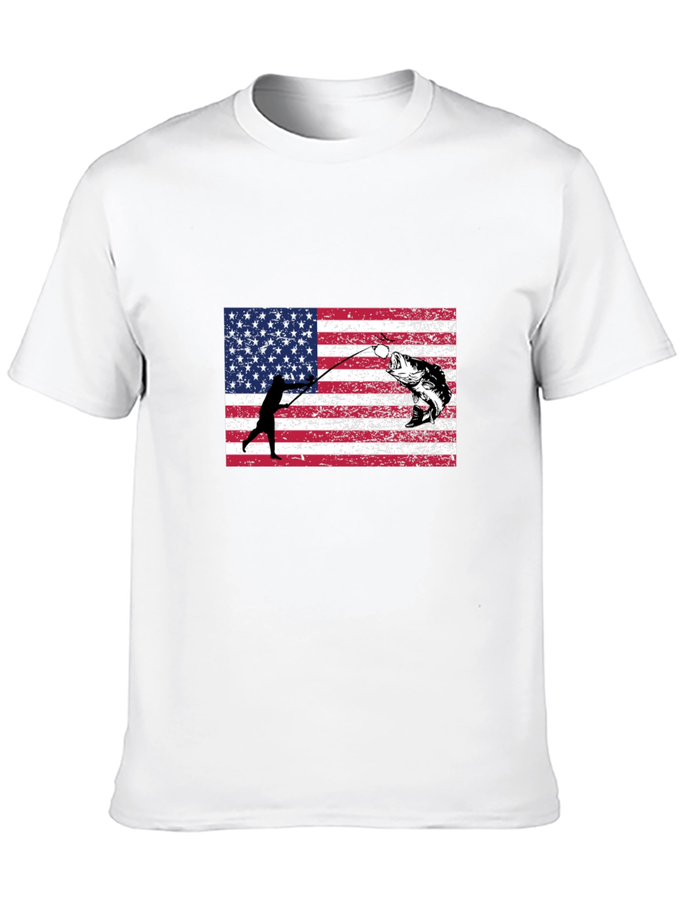 Fishing USA Flag Graphic T-Shirt