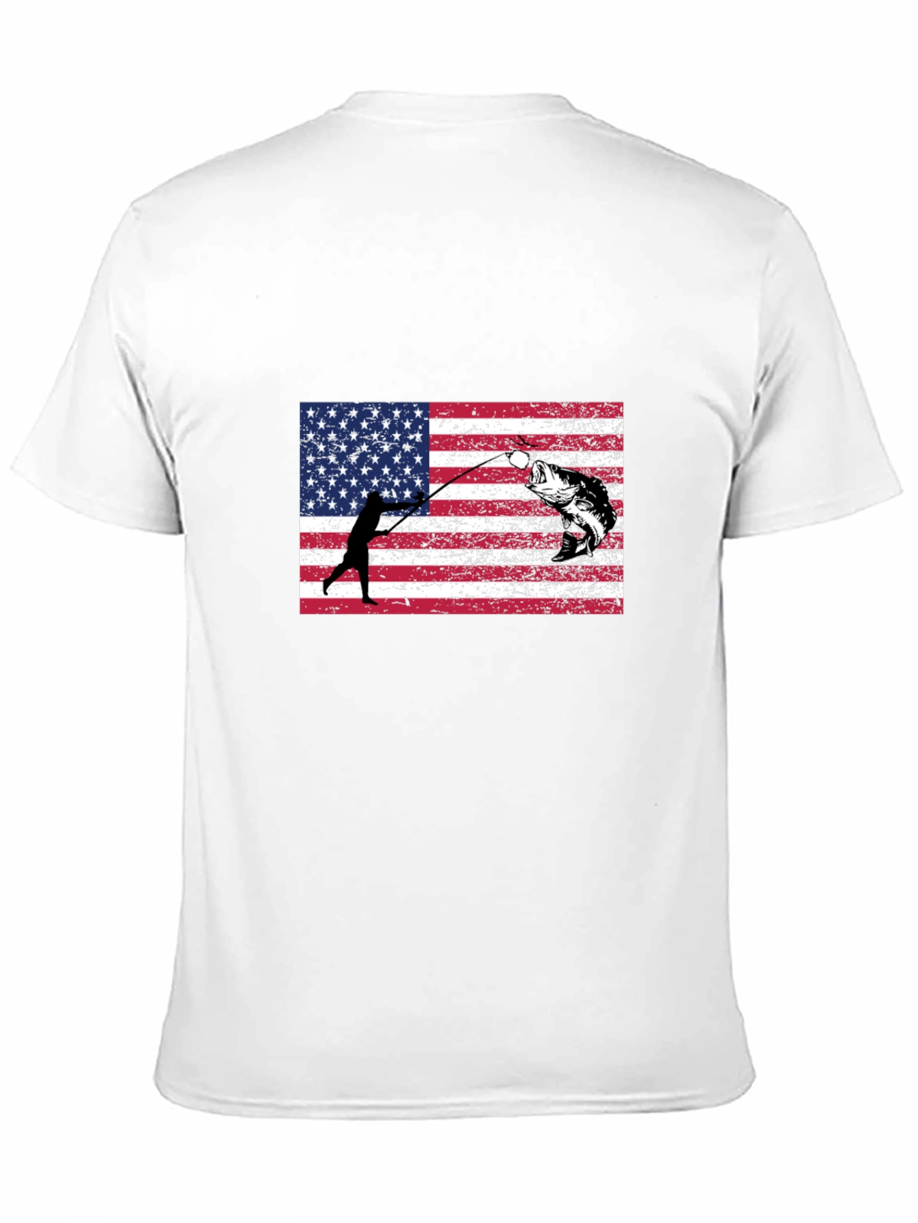 Fishing USA Flag Graphic T-Shirt
