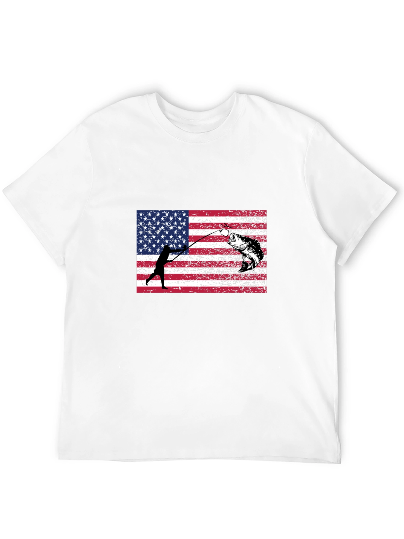 Fishing USA Flag Graphic T-Shirt