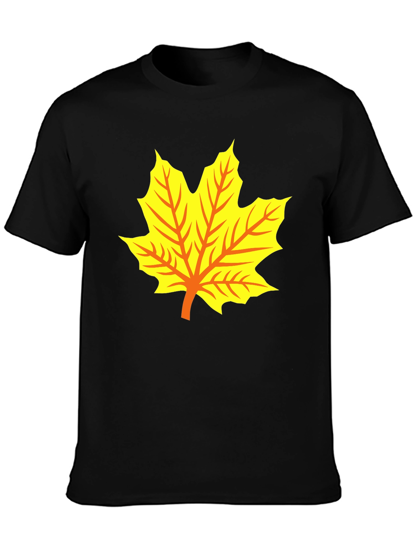 Maple Leaf Graphic Tee - Black Cotton T-Shirt