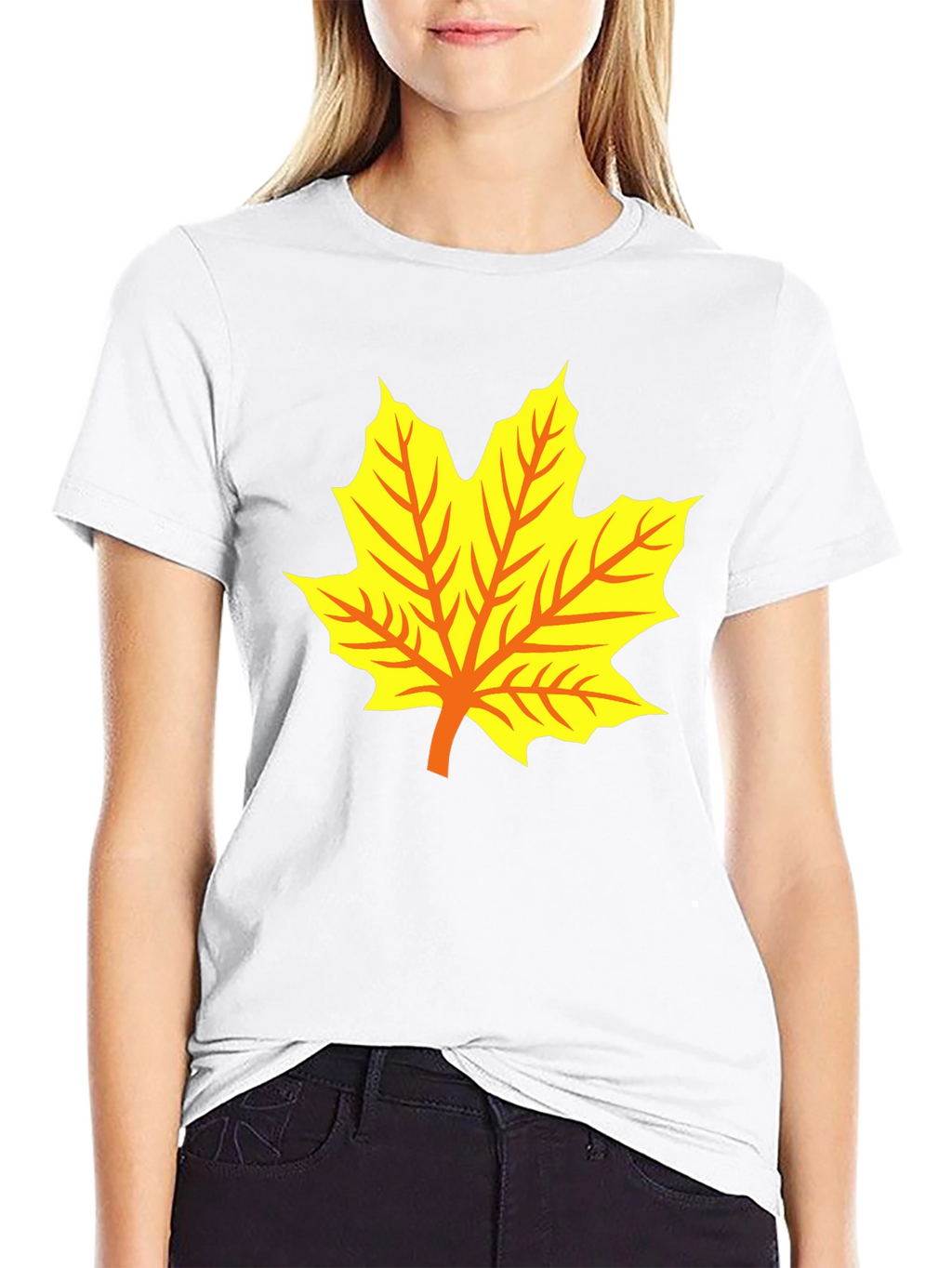 Maple Leaf Graphic Tee - Black Cotton T-Shirt