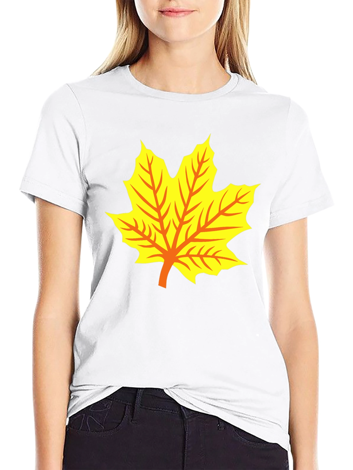 Maple Leaf Graphic Tee - Black Cotton T-Shirt