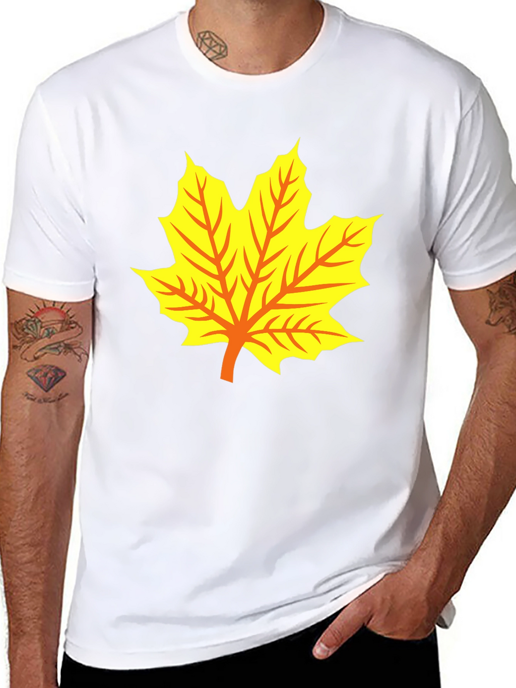 Maple Leaf Graphic Tee - Black Cotton T-Shirt