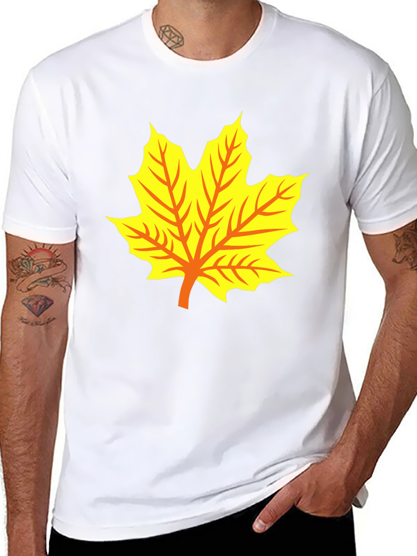 Maple Leaf Graphic Tee - Black Cotton T-Shirt