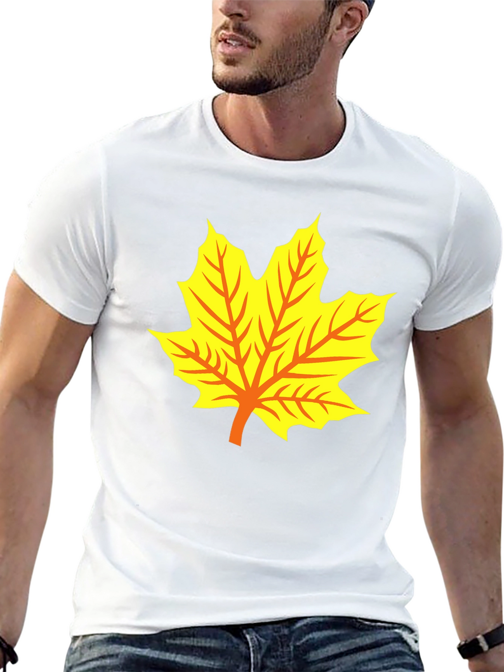 Maple Leaf Graphic Tee - Black Cotton T-Shirt
