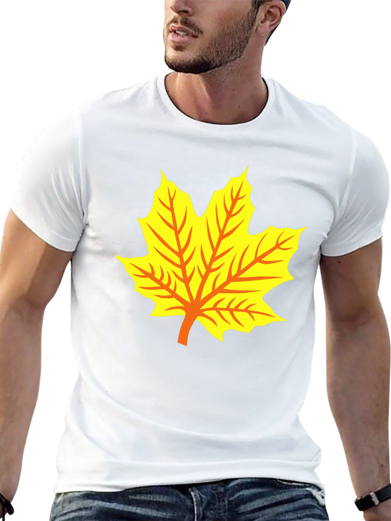 Maple Leaf Graphic Tee - Black Cotton T-Shirt