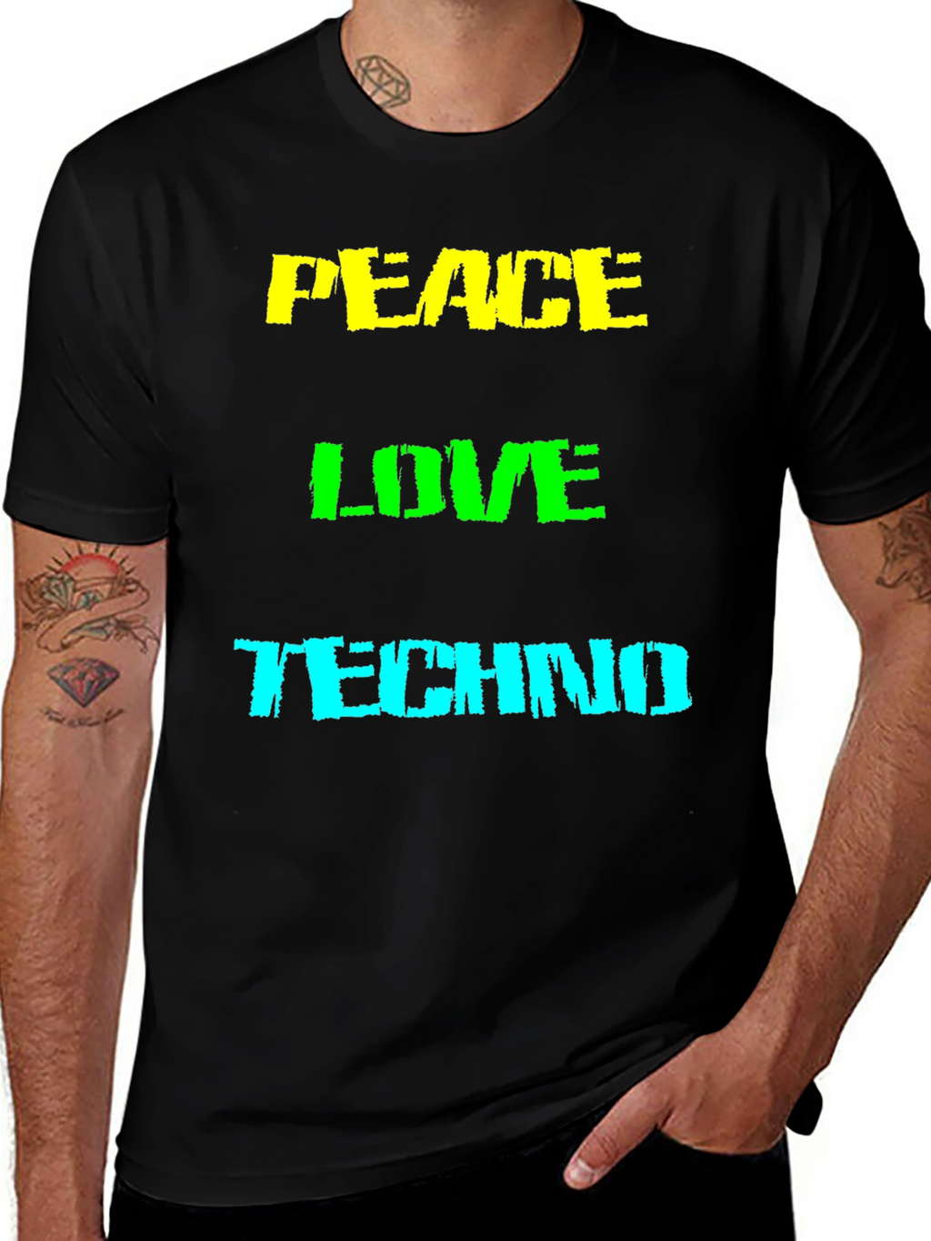 Peace Love Techno Graphic T-Shirt