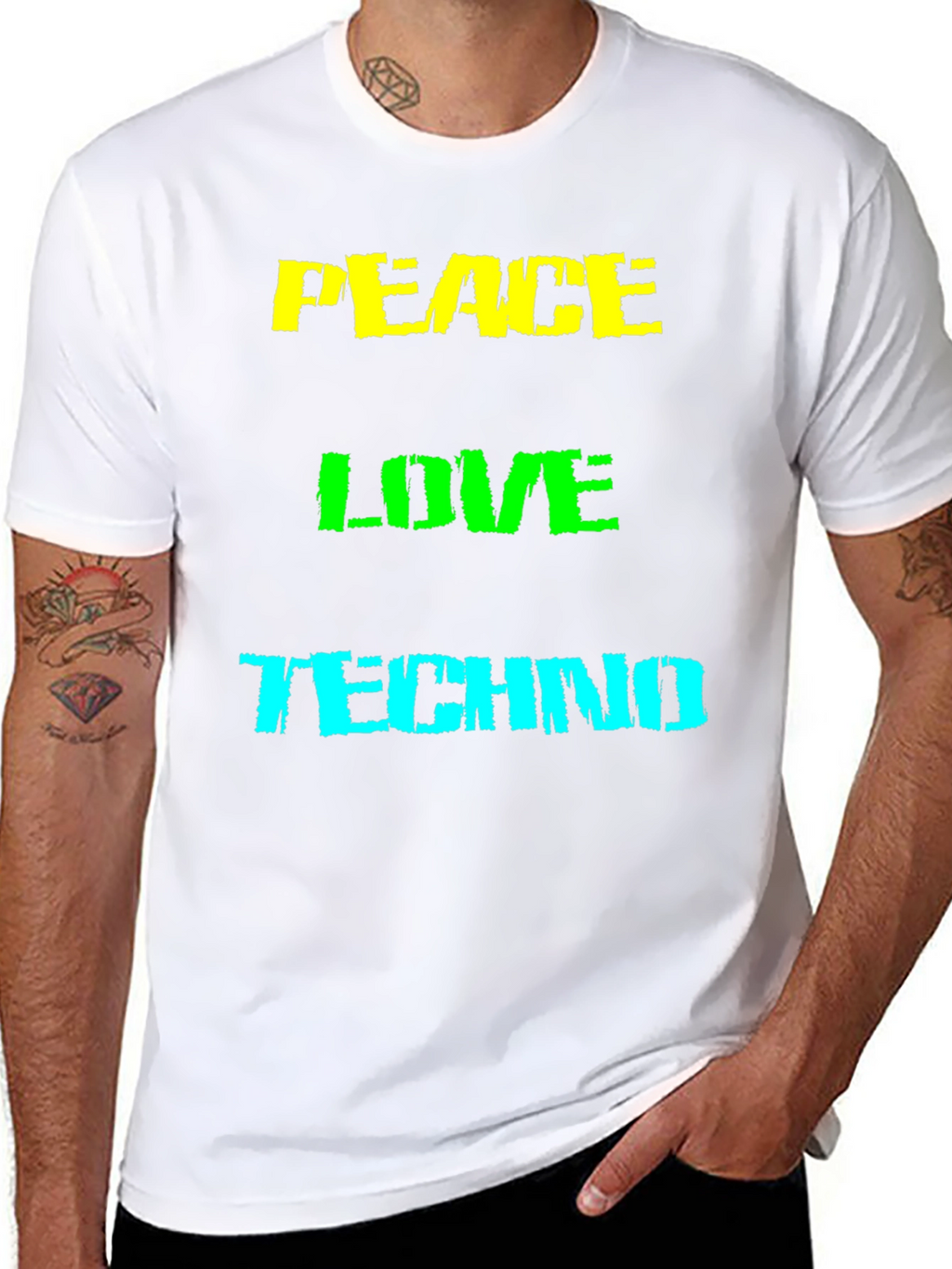 Peace Love Techno Graphic T-Shirt