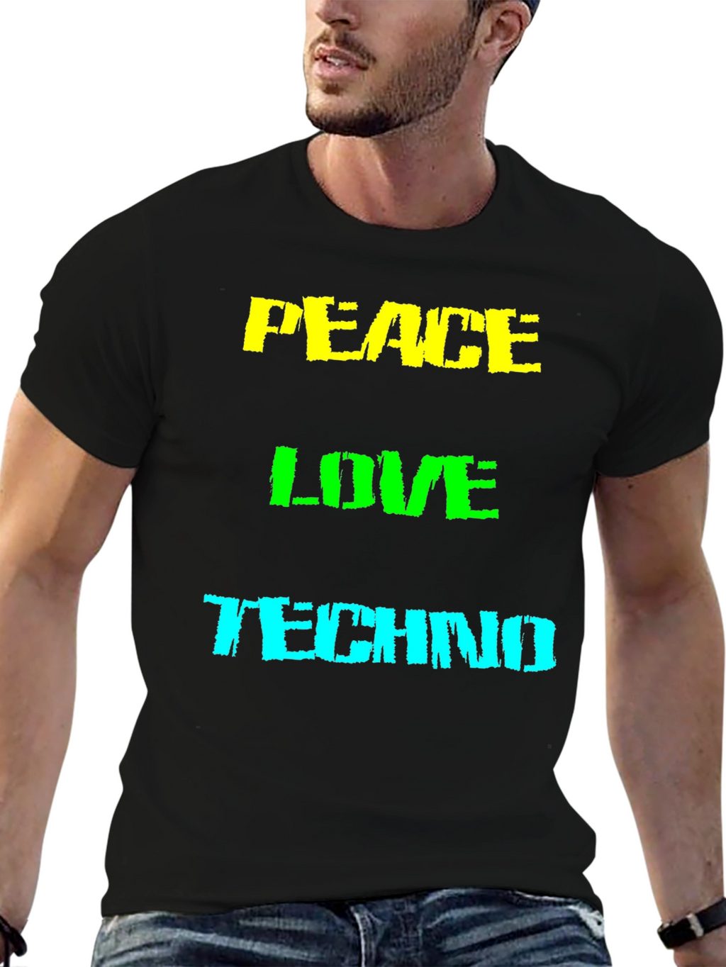 Peace Love Techno Graphic T-Shirt