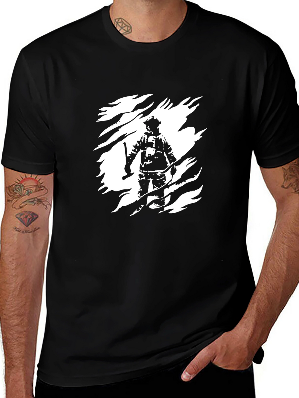 Firefighter Graphic Tee - Black Cotton Blend