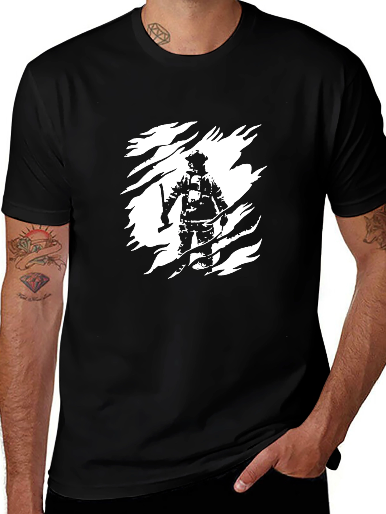 Firefighter Graphic Tee - Black Cotton Blend