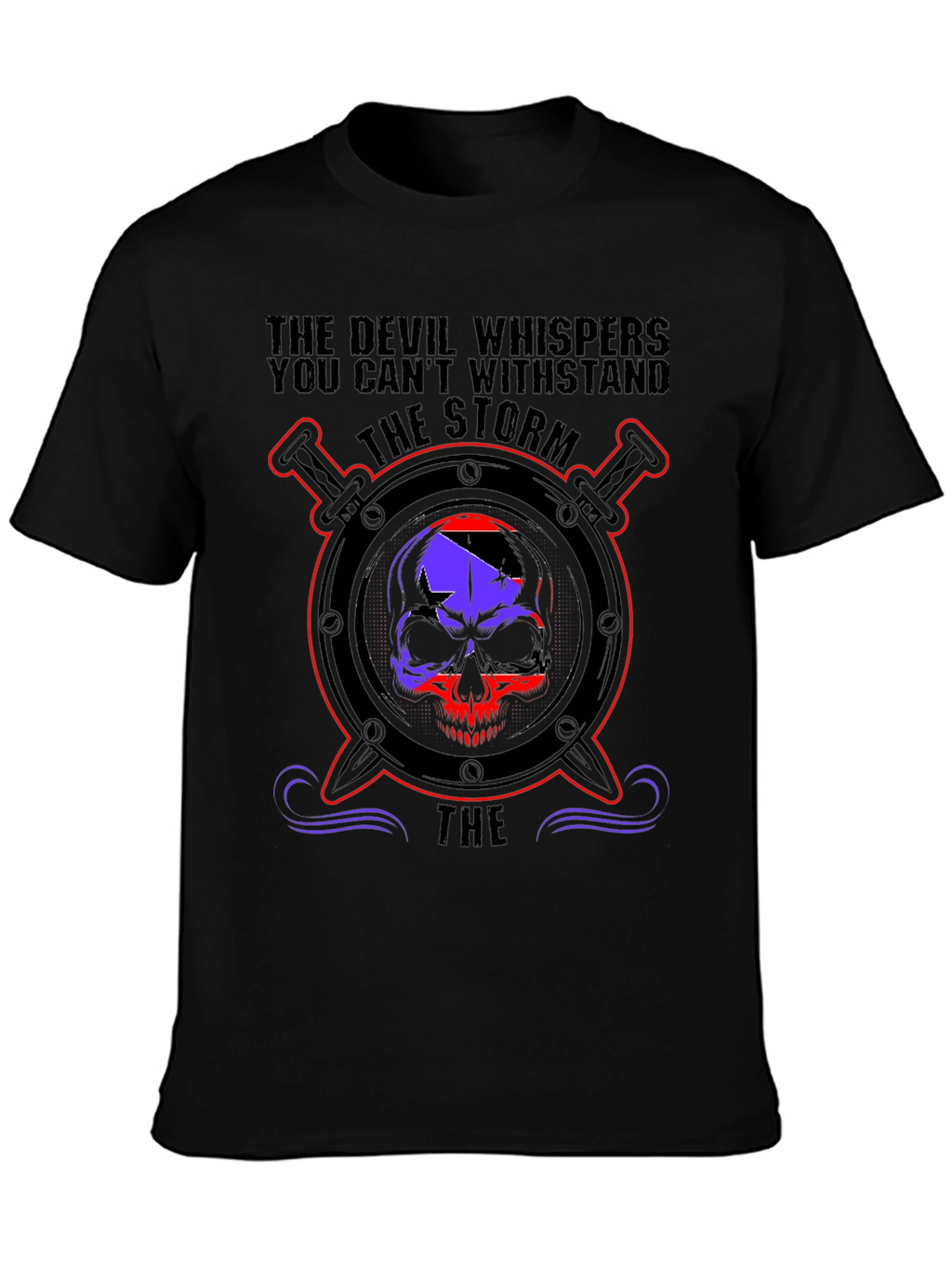 Devil Whispers Skull Graphic Tee - Storm Design
