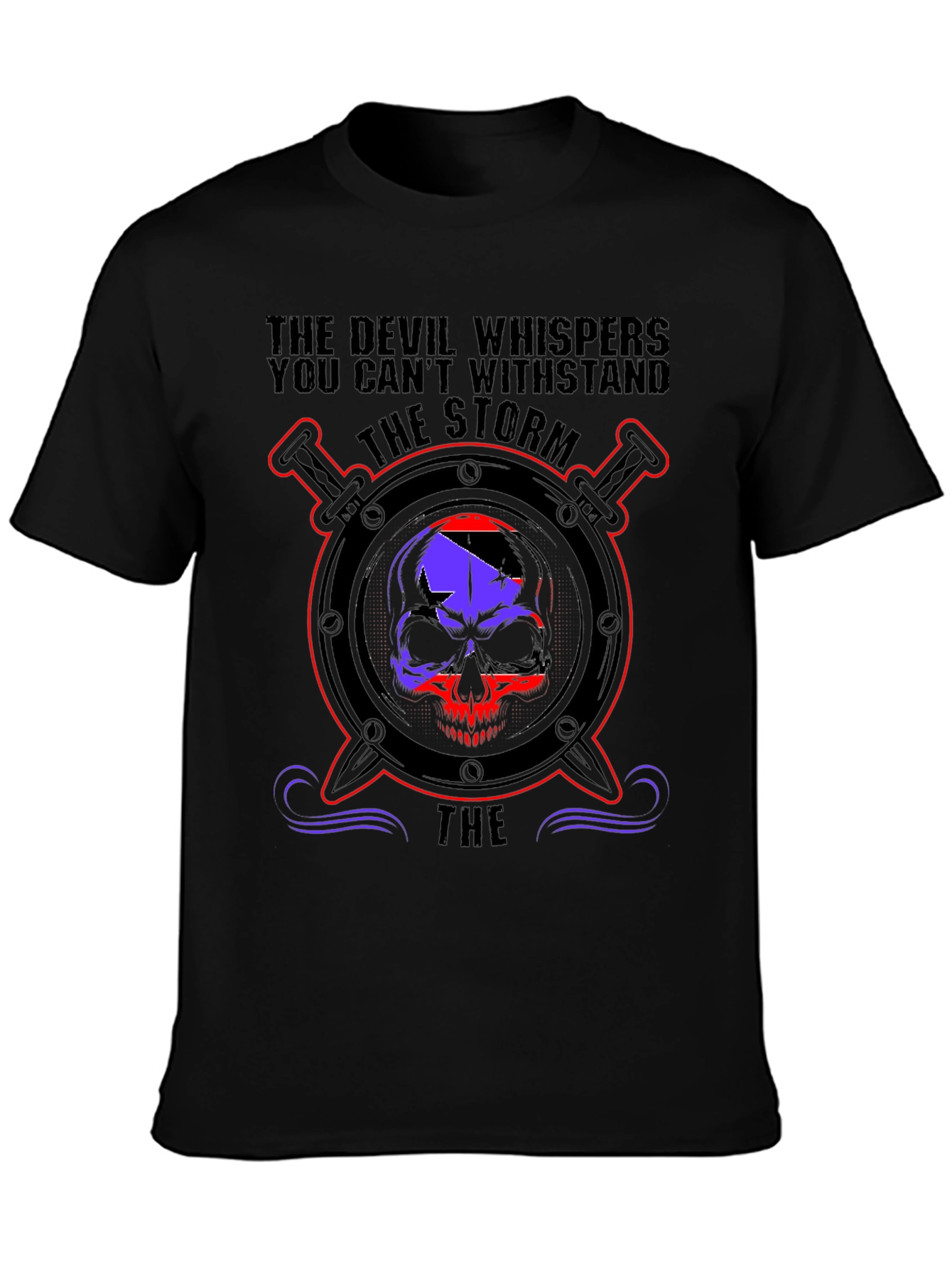Devil Whispers Skull Graphic Tee - Storm Design