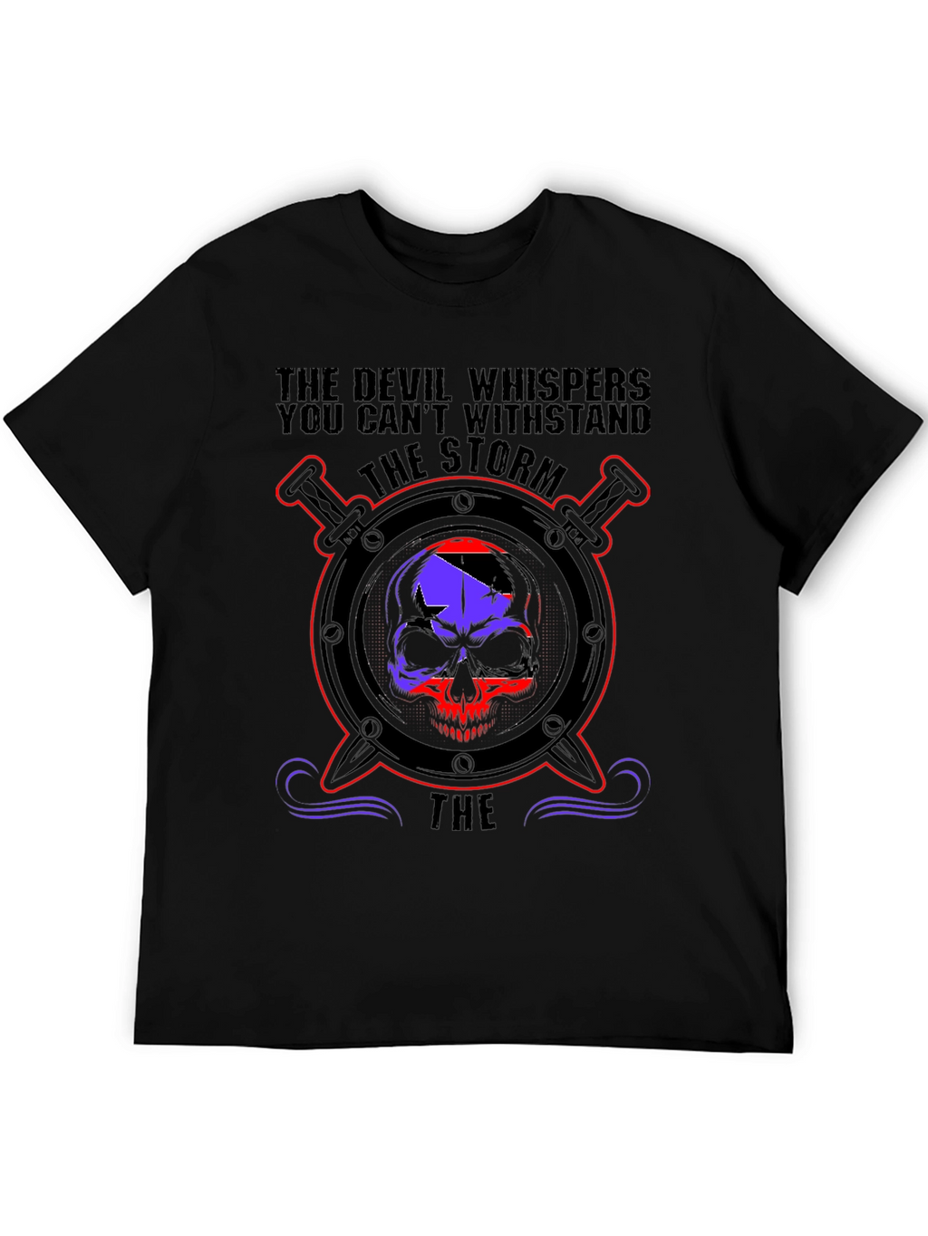 Devil Whispers Skull Graphic Tee - Storm Design