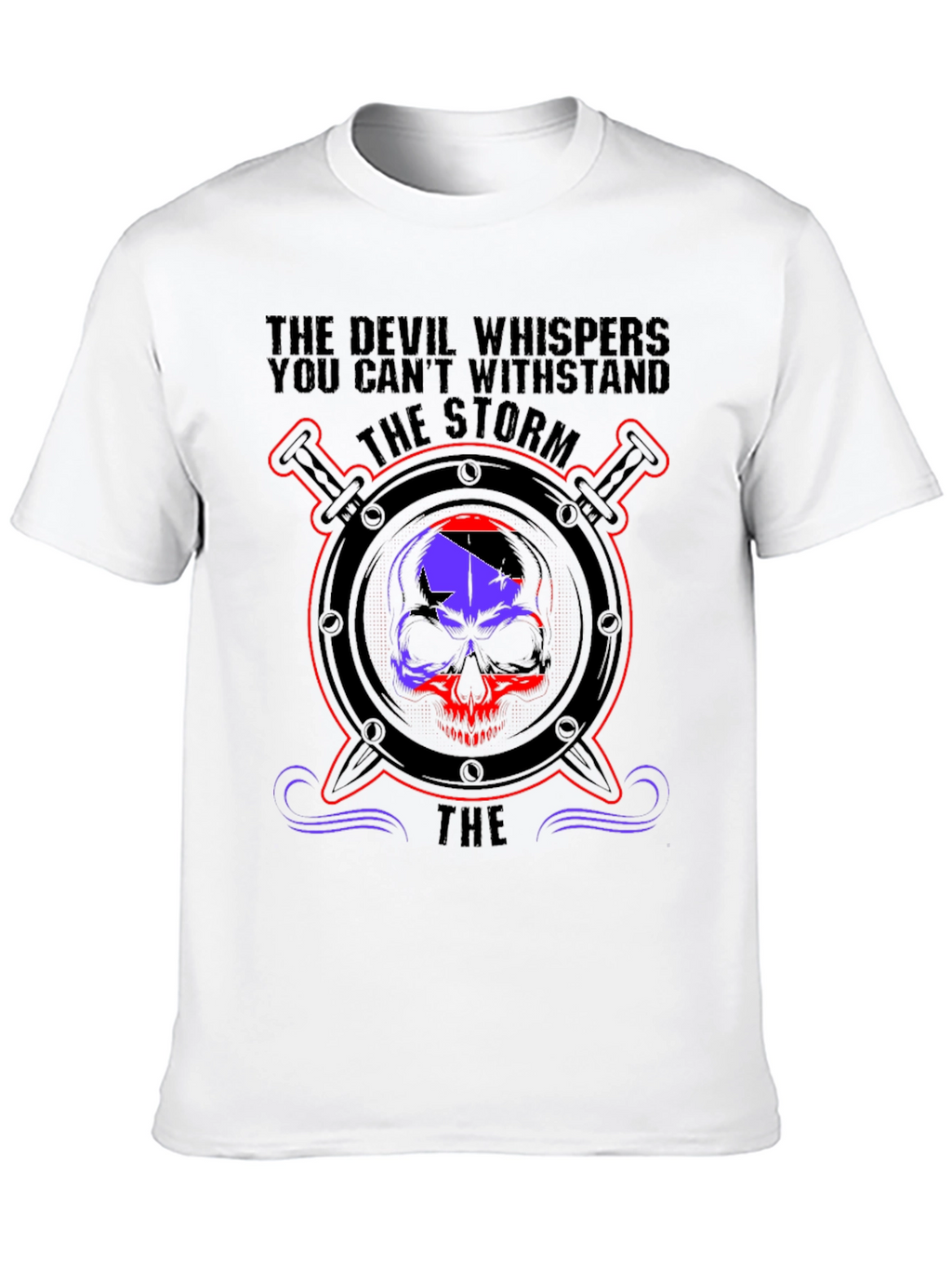 Devil Whispers Skull Graphic Tee - Storm Design