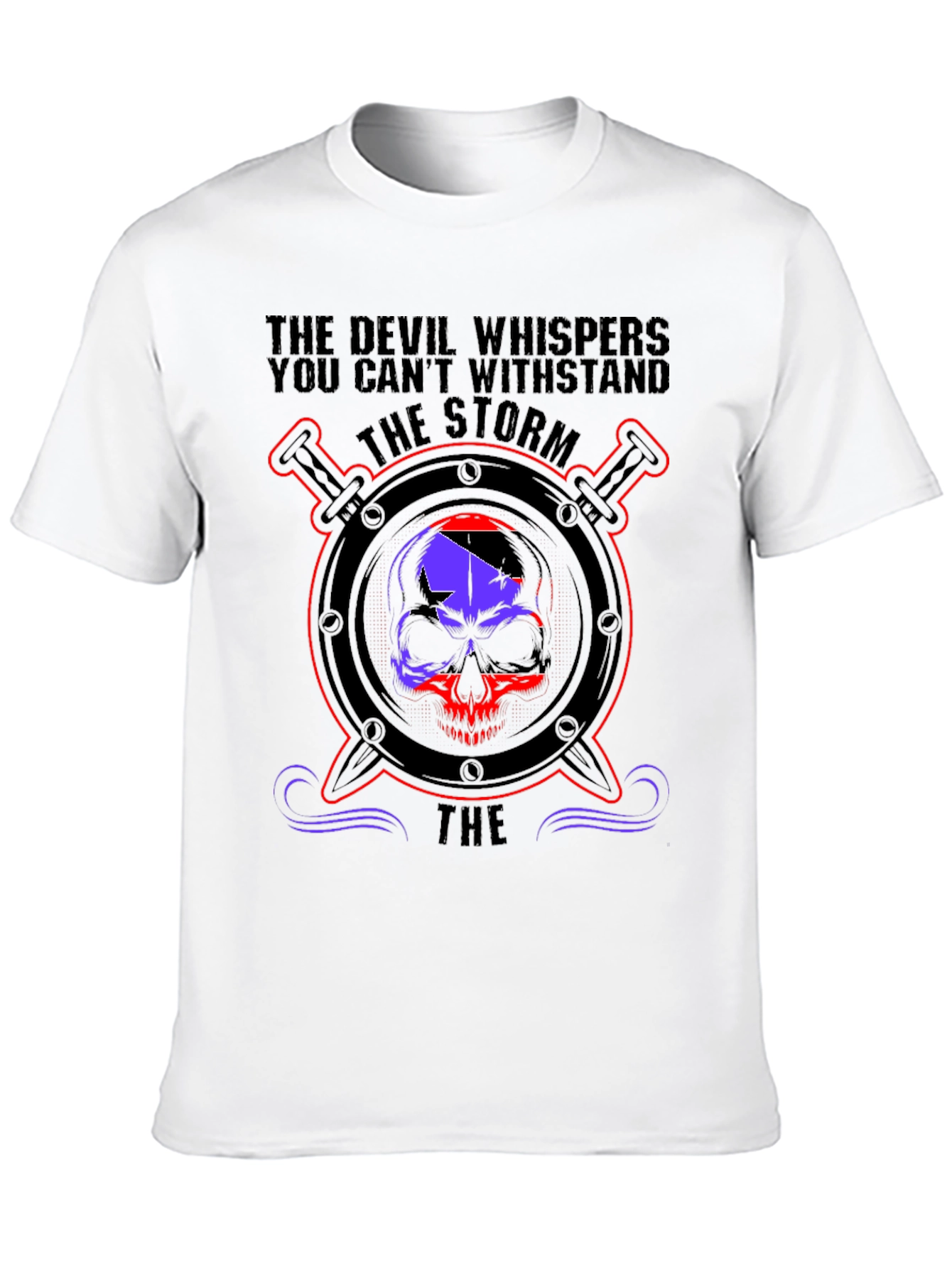 Devil Whispers Skull Graphic Tee - Storm Design