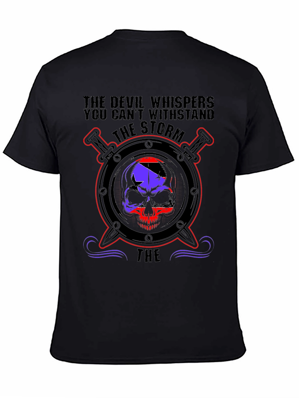 Devil Whispers Skull Graphic Tee - Storm Design