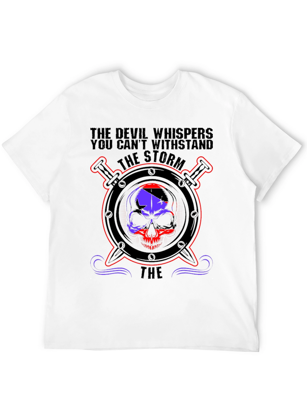 Devil Whispers Skull Graphic Tee - Storm Design