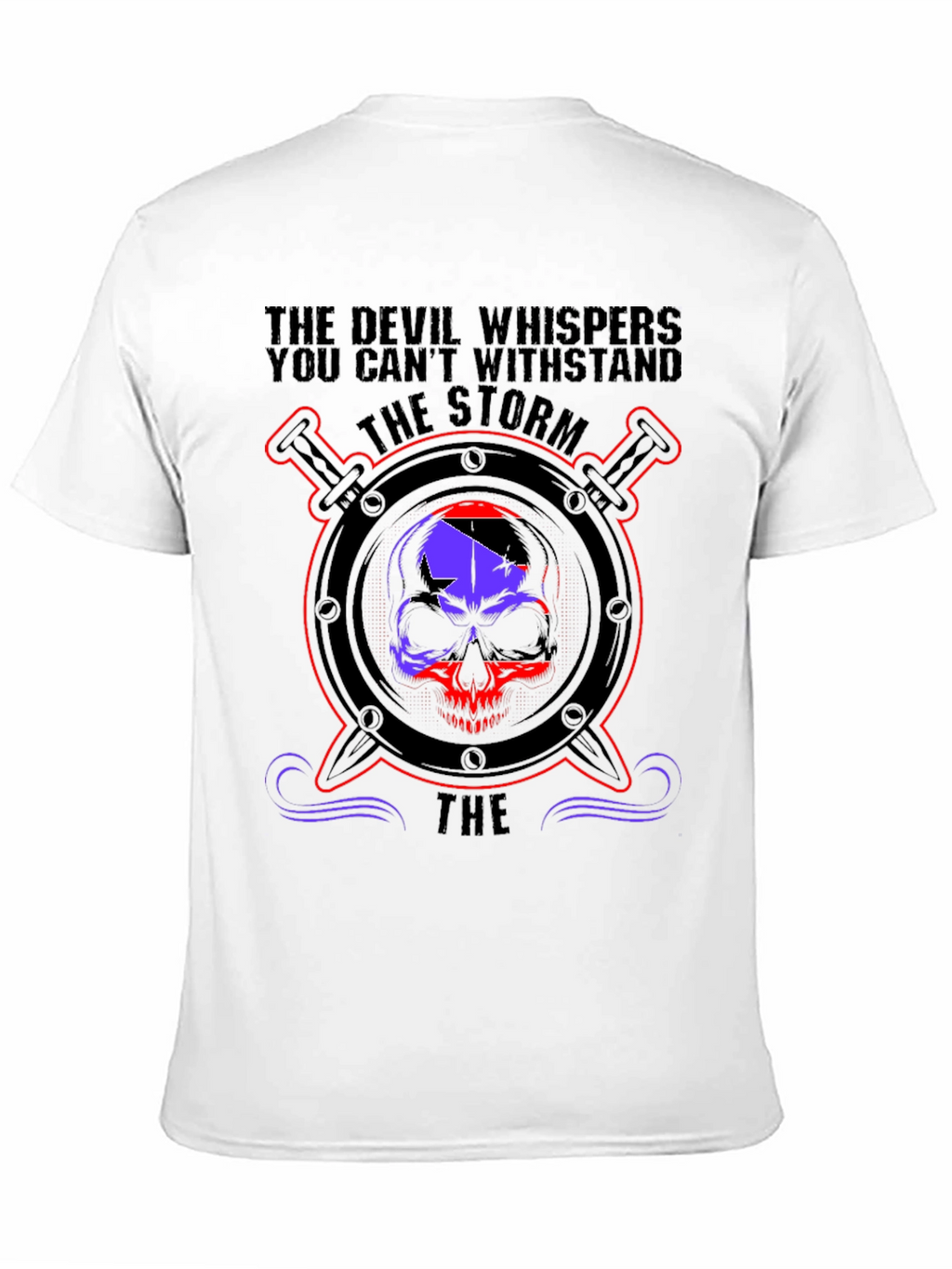 Devil Whispers Skull Graphic Tee - Storm Design