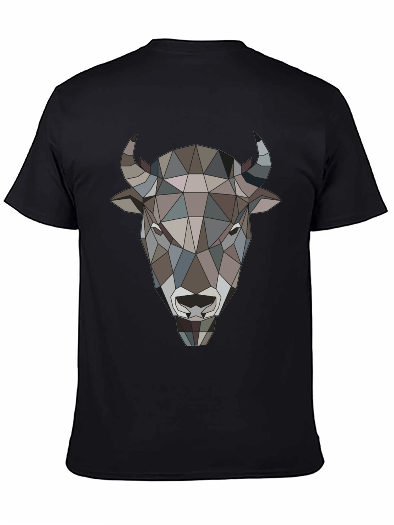 Geometric Buffalo Head Graphic Tee - Mens Black T-Shirt