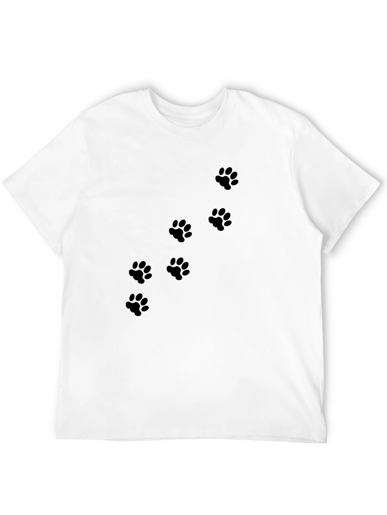 Mens Black T-Shirt with Paw Prints