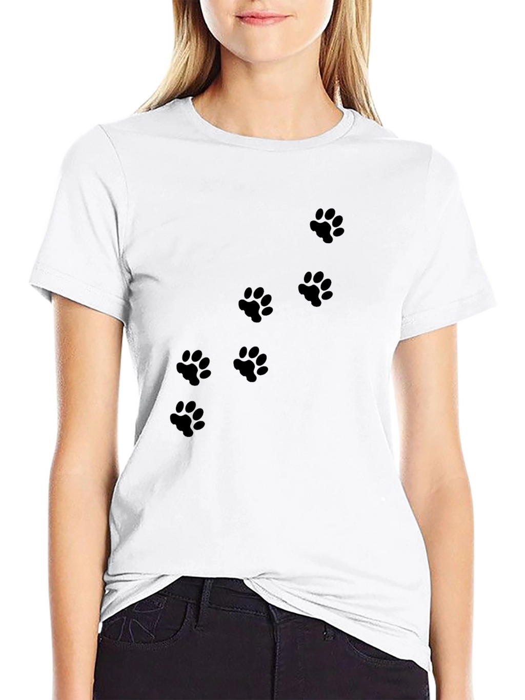Mens Black T-Shirt with Paw Prints