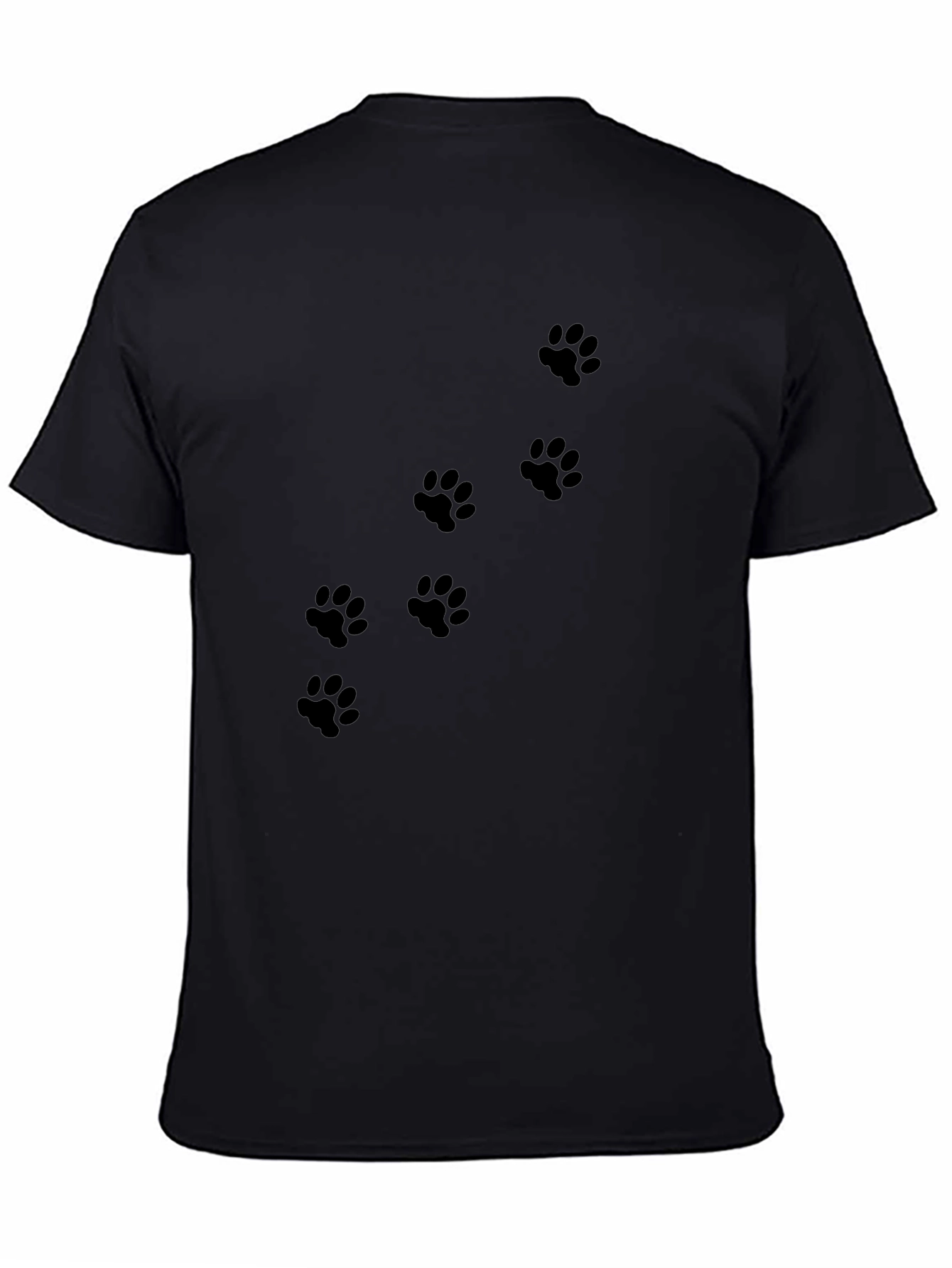 Mens Black T-Shirt with Paw Prints
