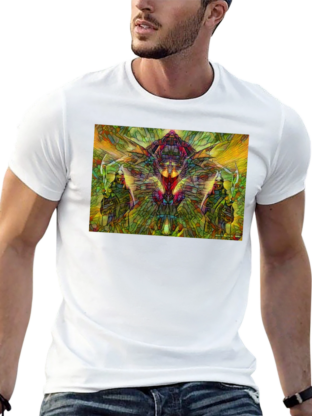 Abstract Stained Glass Warrior Graphic Tee