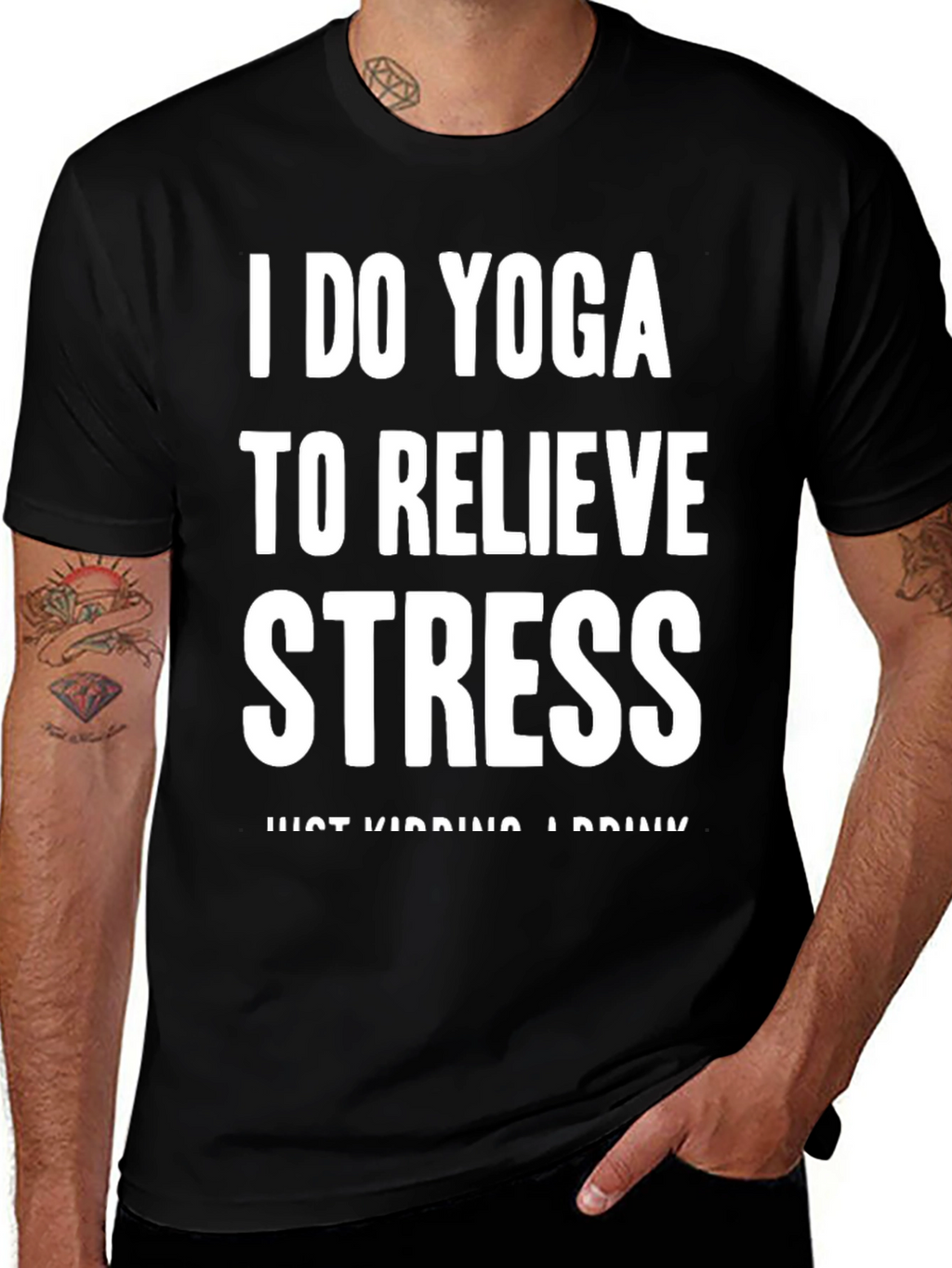 Yoga & Drink T-Shirt: Relieve Stress Humor Tee