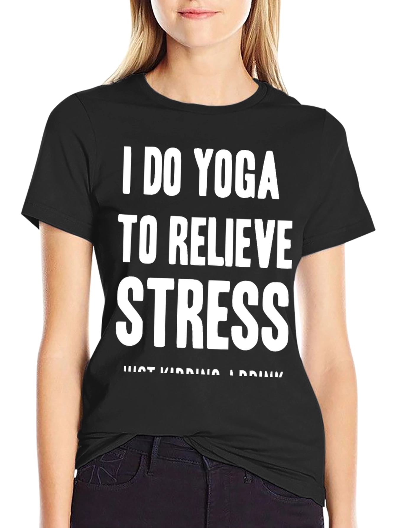Yoga & Drink T-Shirt: Relieve Stress Humor Tee