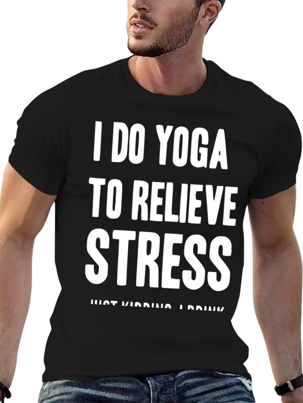 Yoga & Drink T-Shirt: Relieve Stress Humor Tee