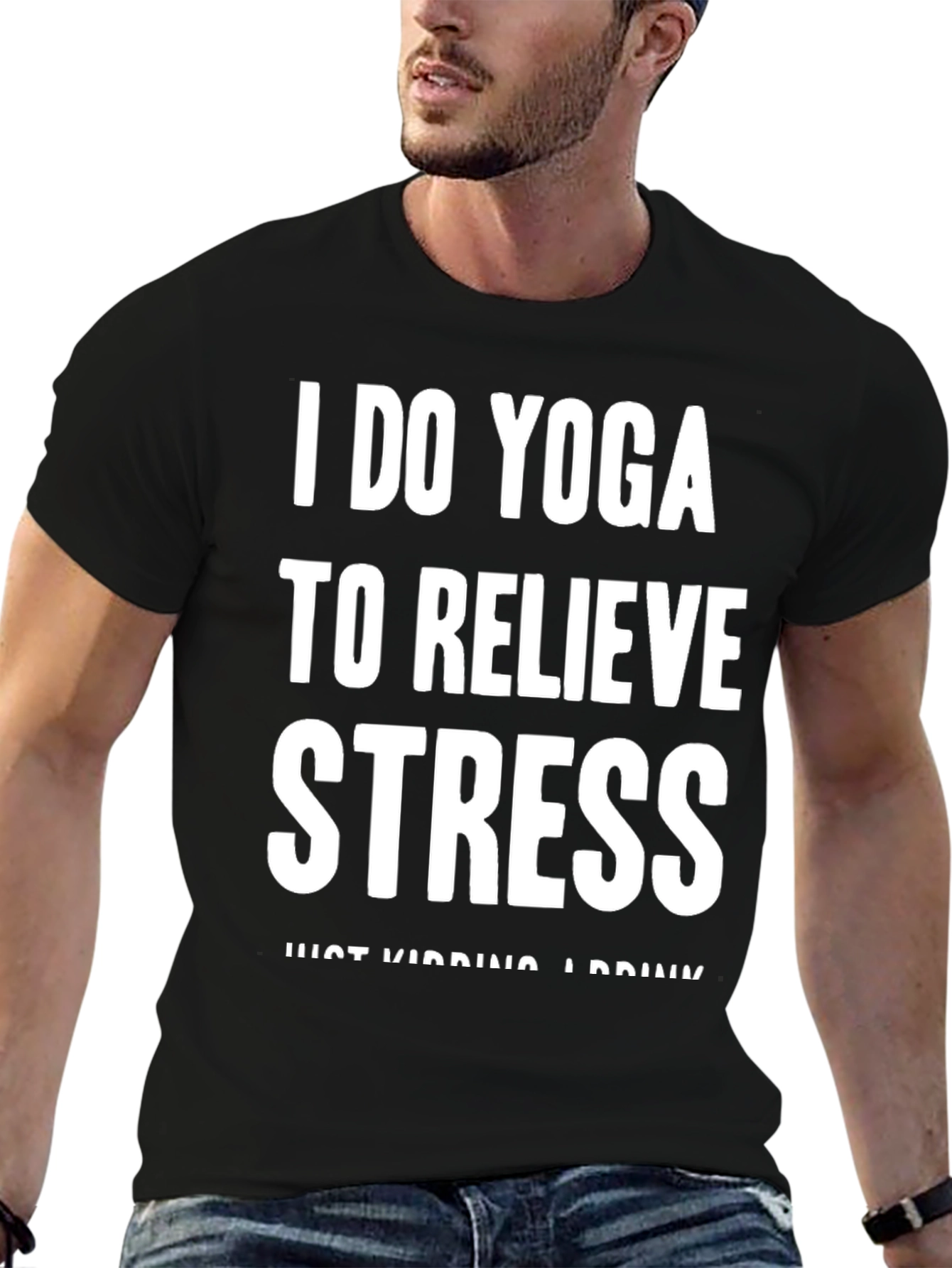 Yoga & Drink T-Shirt: Relieve Stress Humor Tee