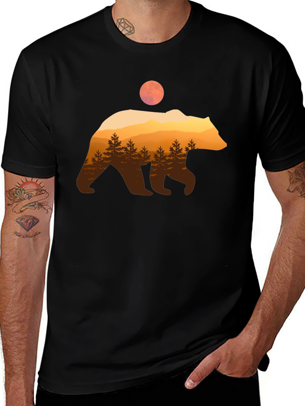 Bear Silhouette Graphic T-Shirt