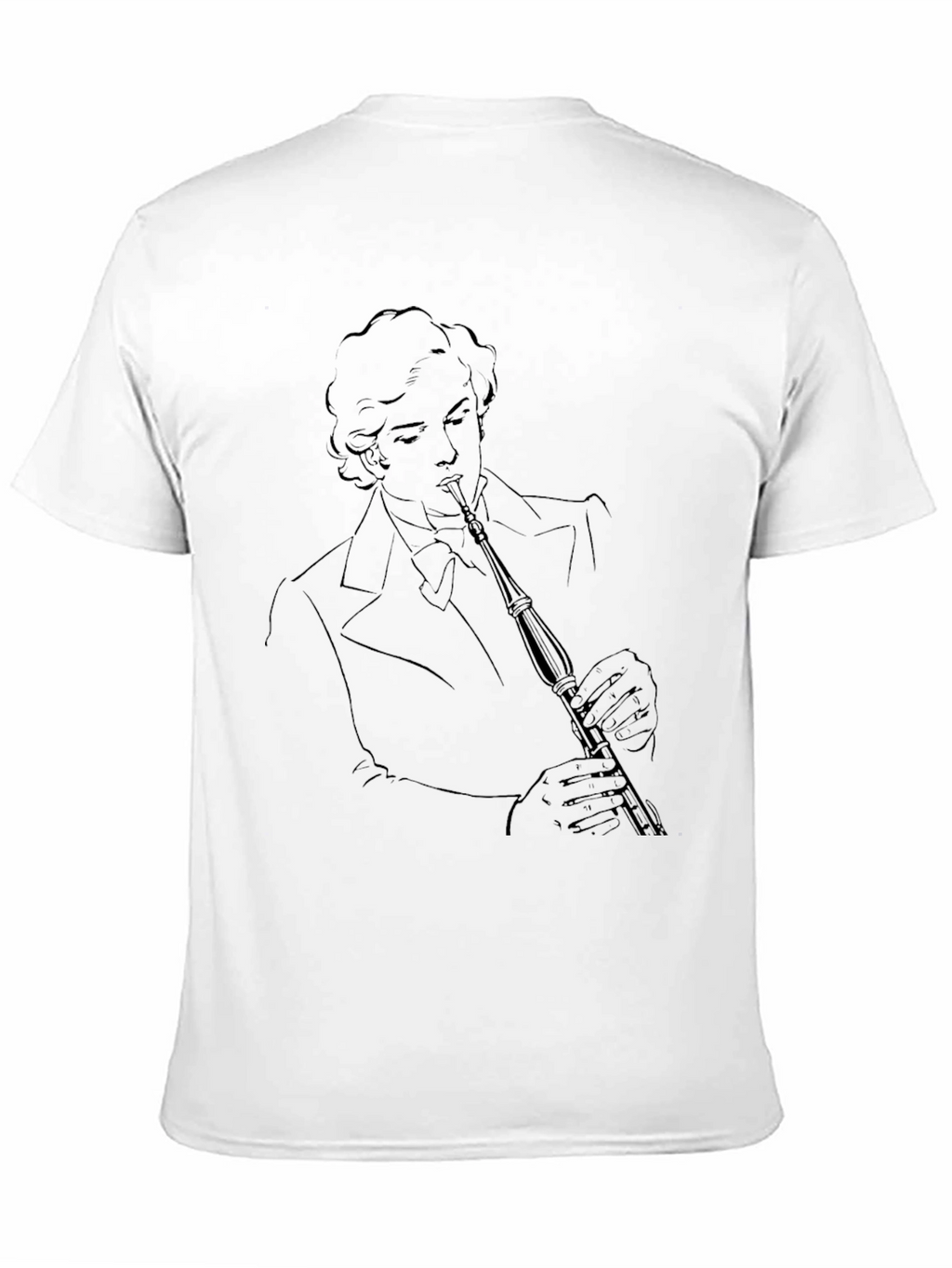 Black T-Shirt with Musician Line Art