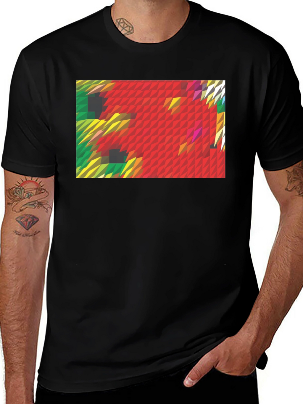 Abstract Geometric Graphic Print Black T-Shirt