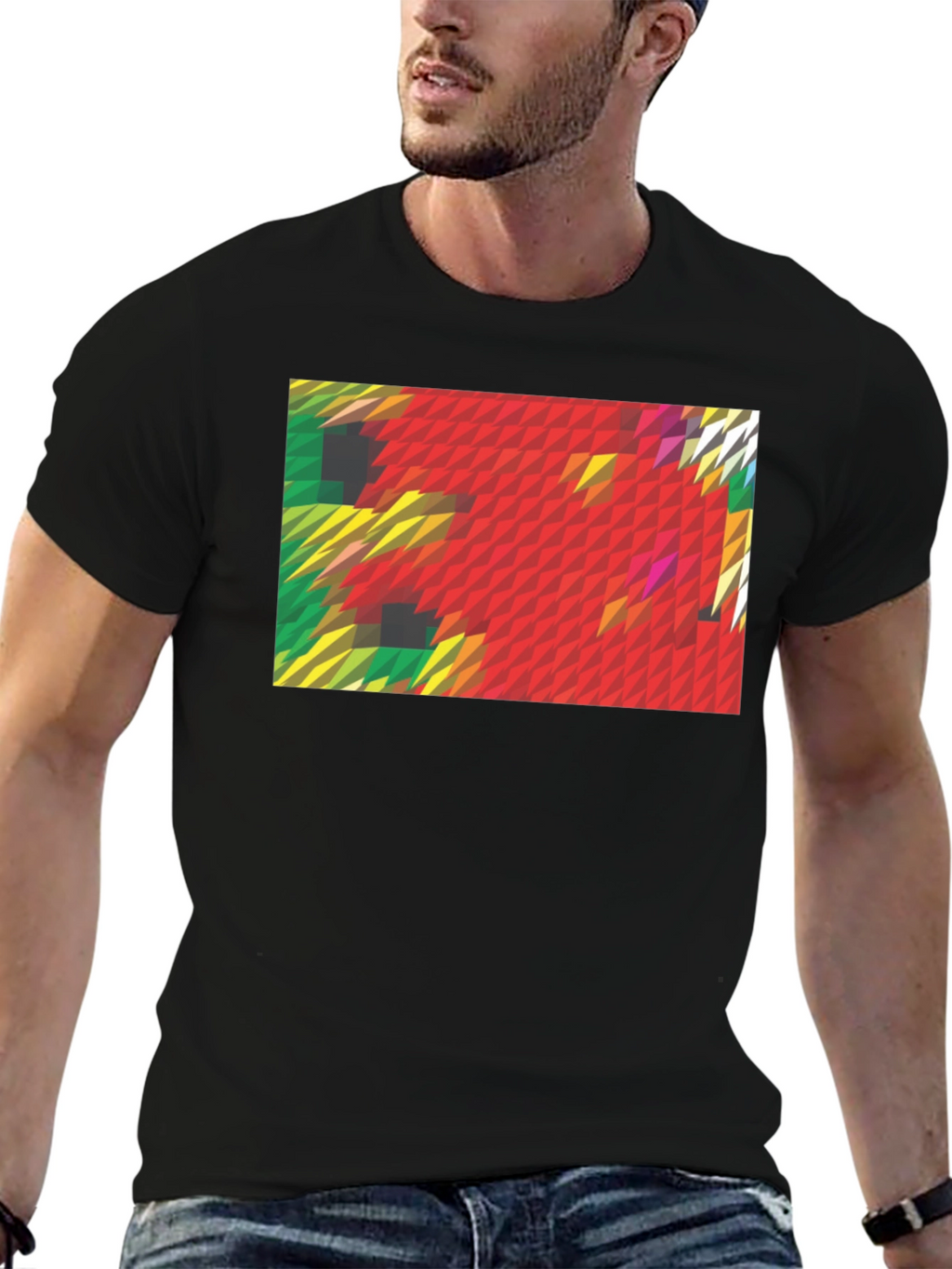 Abstract Geometric Graphic Print Black T-Shirt