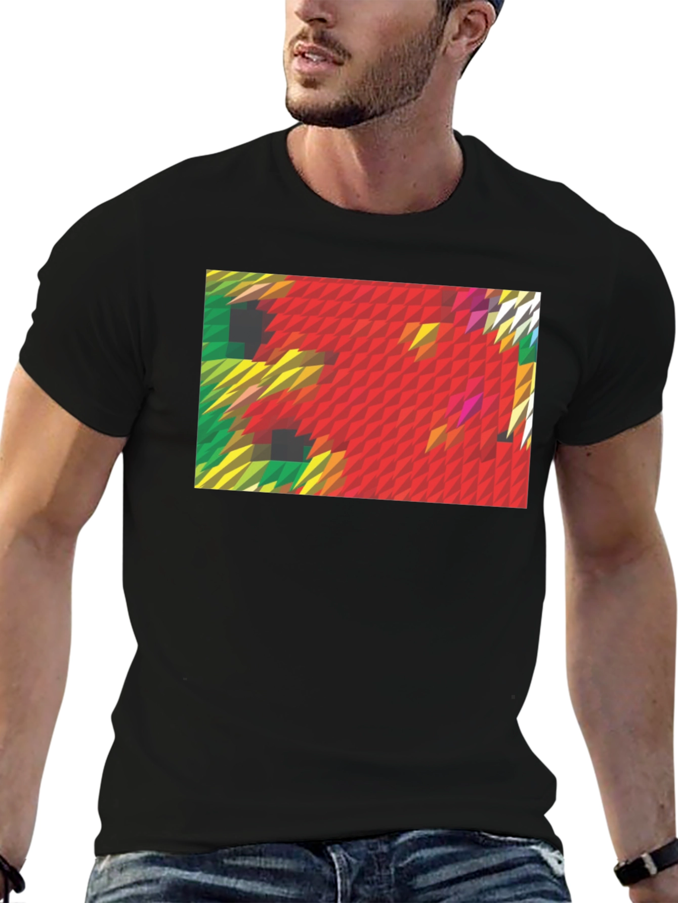 Abstract Geometric Graphic Print Black T-Shirt