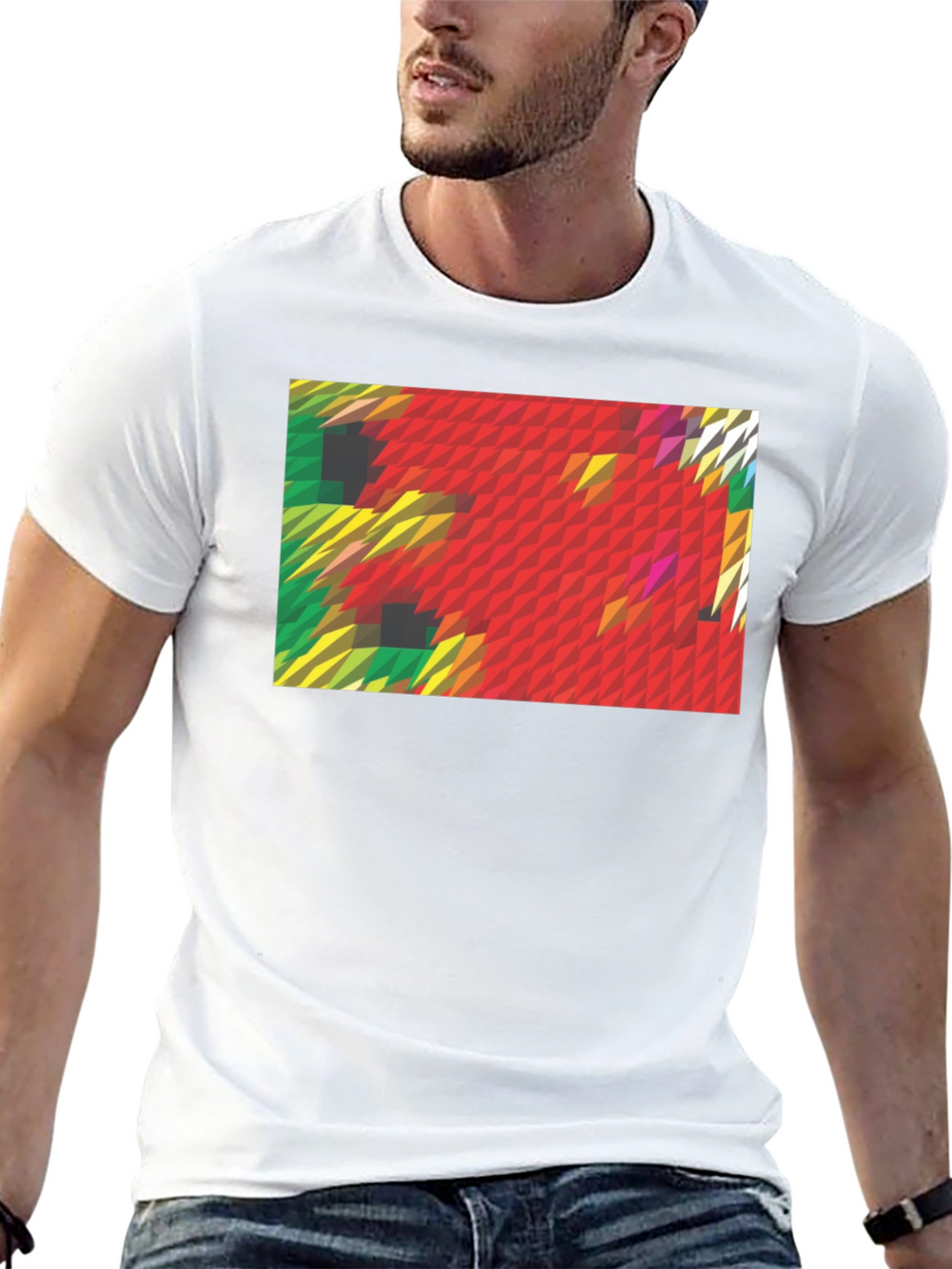 Abstract Geometric Graphic Print Black T-Shirt