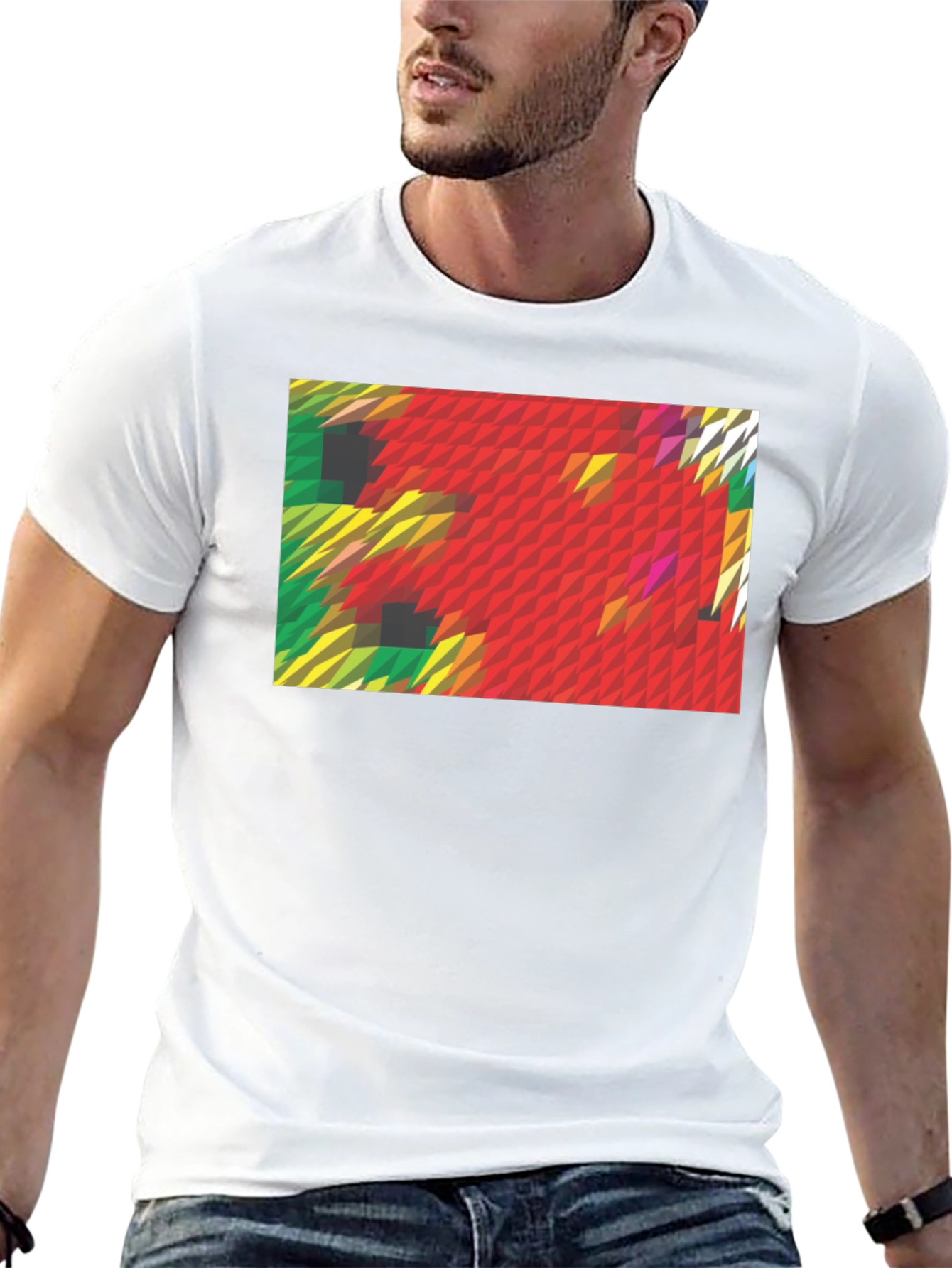 Abstract Geometric Graphic Print Black T-Shirt