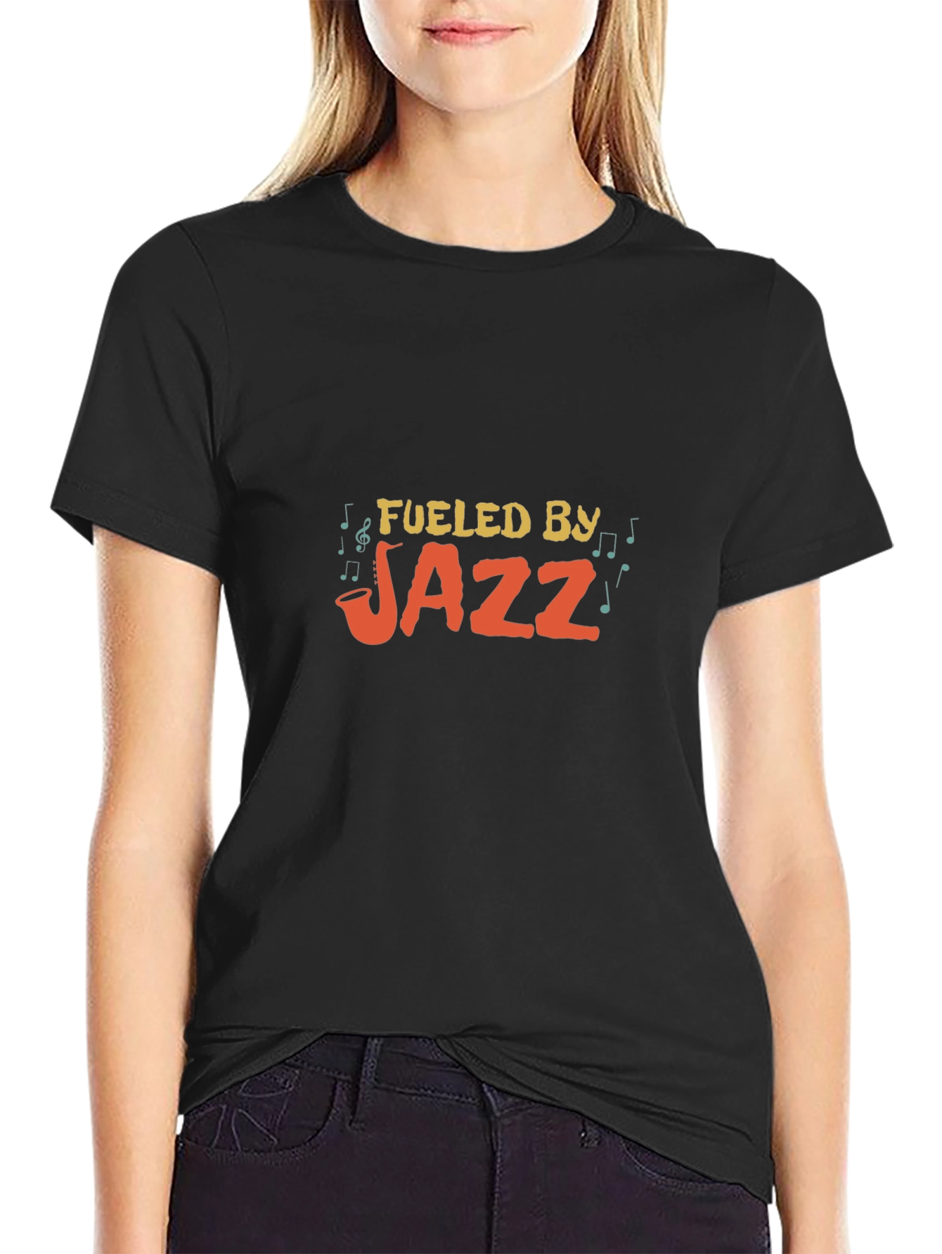 Fueled By Jazz Graphic Tee - Black Cotton T-Shirt