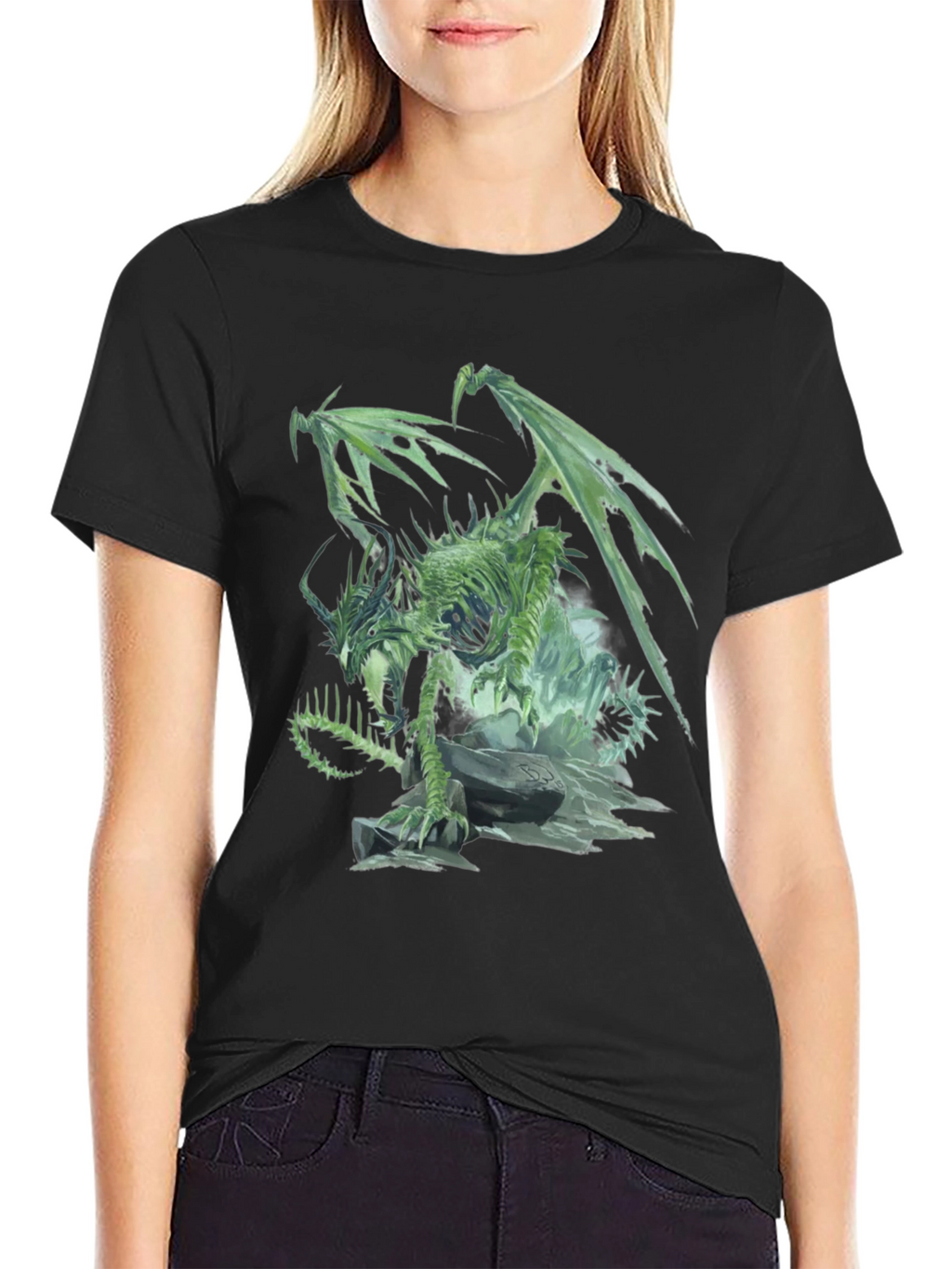Undead Dragon Graphic Black T-Shirt