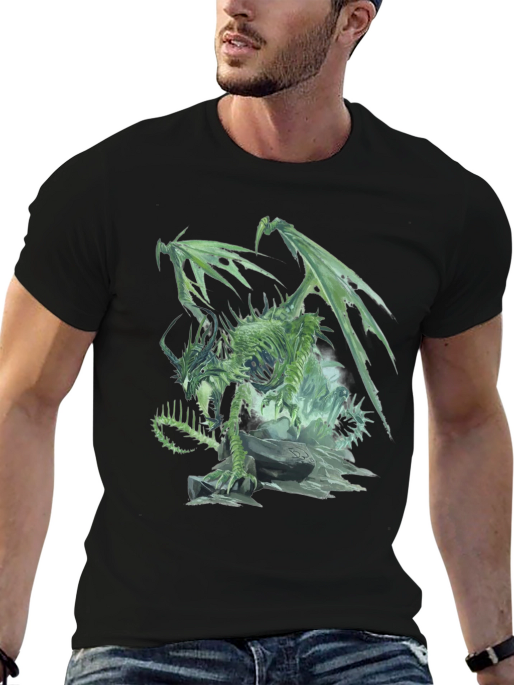 Undead Dragon Graphic Black T-Shirt