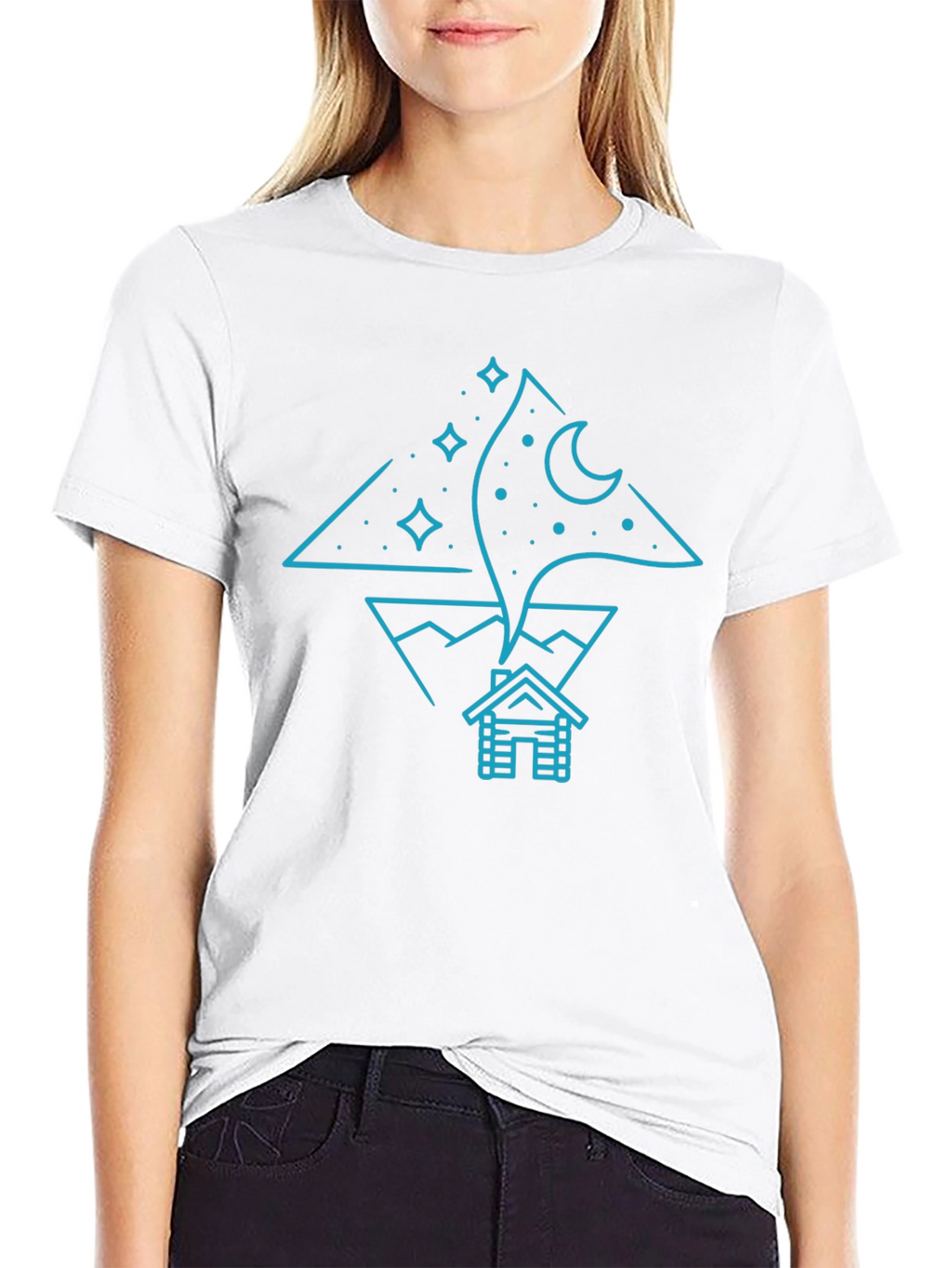 Night Sky Cabin Tee - Unique Graphic T-Shirt