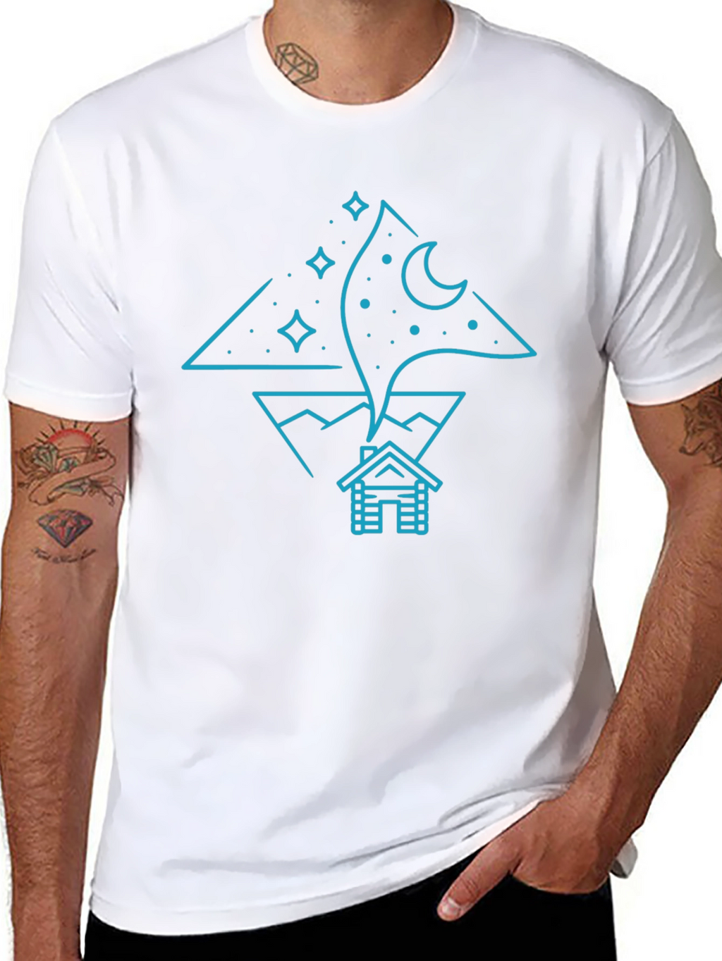 Night Sky Cabin Tee - Unique Graphic T-Shirt