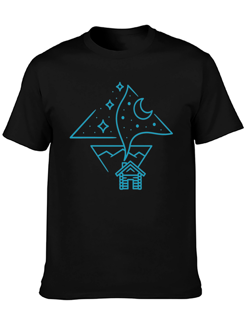 Night Sky Cabin Tee - Unique Graphic T-Shirt